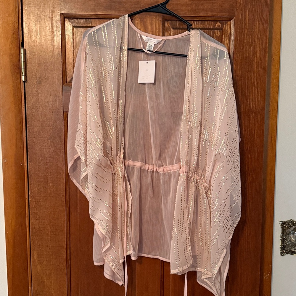 LC Lauren Conrad Pink Sheer Blouse with Gold Accents